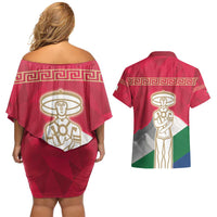 Italy Abruzzo Couples Matching Off Shoulder Short Dress and Hawaiian Shirt Emblem With Flag Style LT19