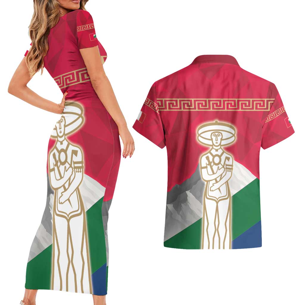 Italy Abruzzo Couples Matching Short Sleeve Bodycon Dress and Hawaiian Shirt Emblem With Flag Style LT19