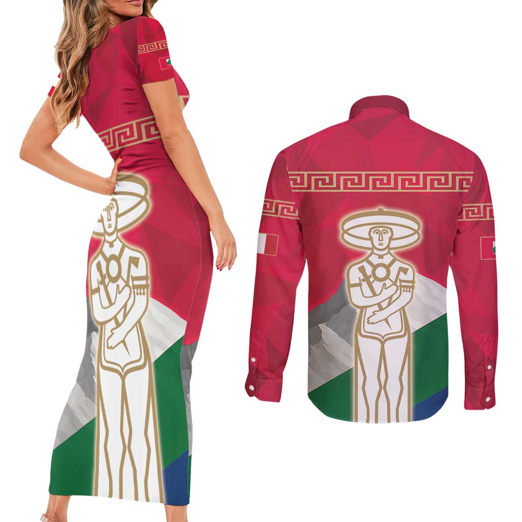 Italy Abruzzo Couples Matching Short Sleeve Bodycon Dress and Long Sleeve Button Shirt Emblem With Flag Style LT19