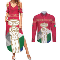 Italy Abruzzo Couples Matching Summer Maxi Dress and Long Sleeve Button Shirt Emblem With Flag Style LT19