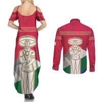 Italy Abruzzo Couples Matching Summer Maxi Dress and Long Sleeve Button Shirt Emblem With Flag Style LT19