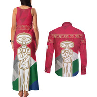 Italy Abruzzo Couples Matching Tank Maxi Dress and Long Sleeve Button Shirt Emblem With Flag Style LT19