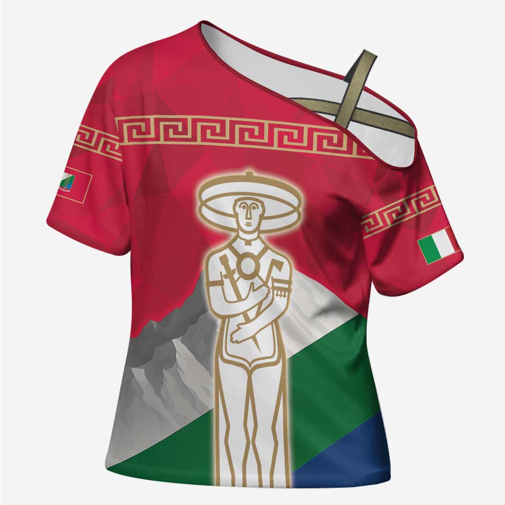 Italy Abruzzo Cross Shoulder Shirt Emblem With Flag Style - Wonder Print Shop