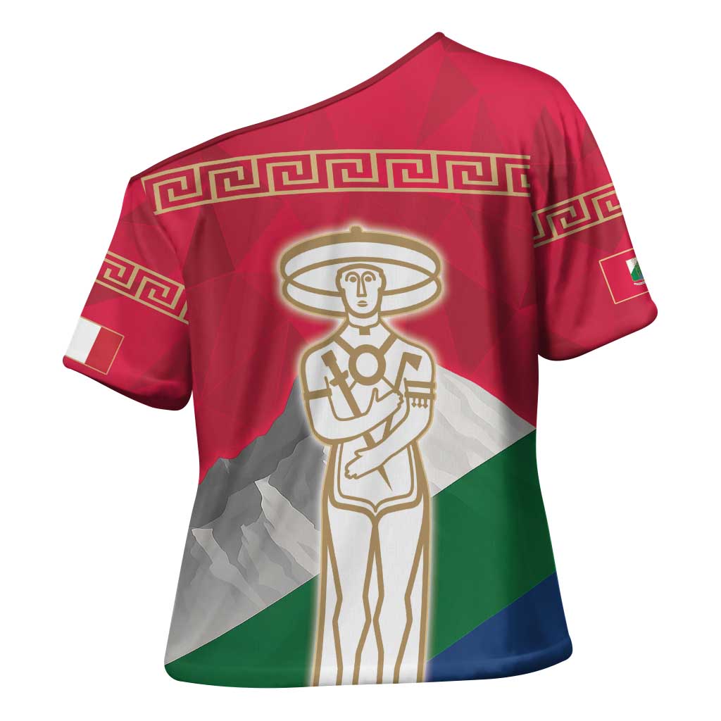Italy Abruzzo Cross Shoulder Shirt Emblem With Flag Style - Wonder Print Shop