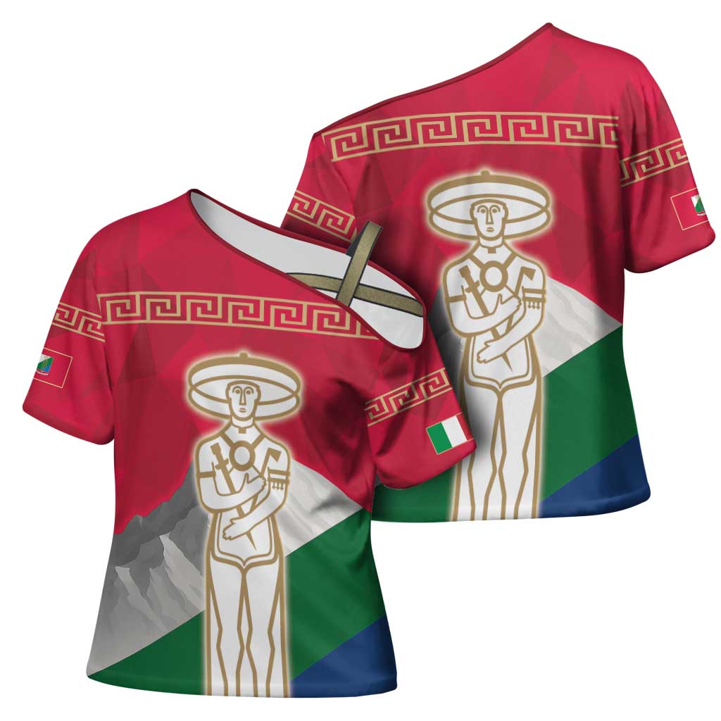 Italy Abruzzo Cross Shoulder Shirt Emblem With Flag Style - Wonder Print Shop