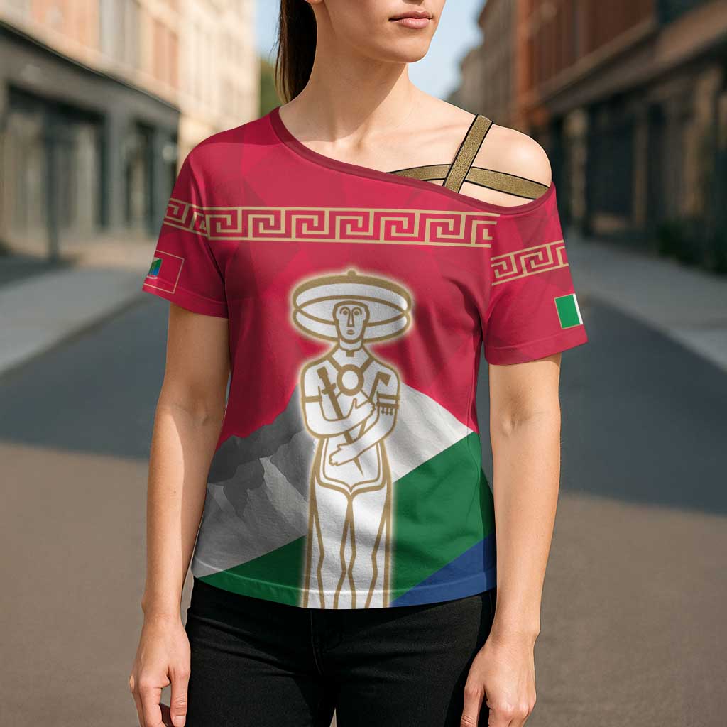 Italy Abruzzo Cross Shoulder Shirt Emblem With Flag Style - Wonder Print Shop
