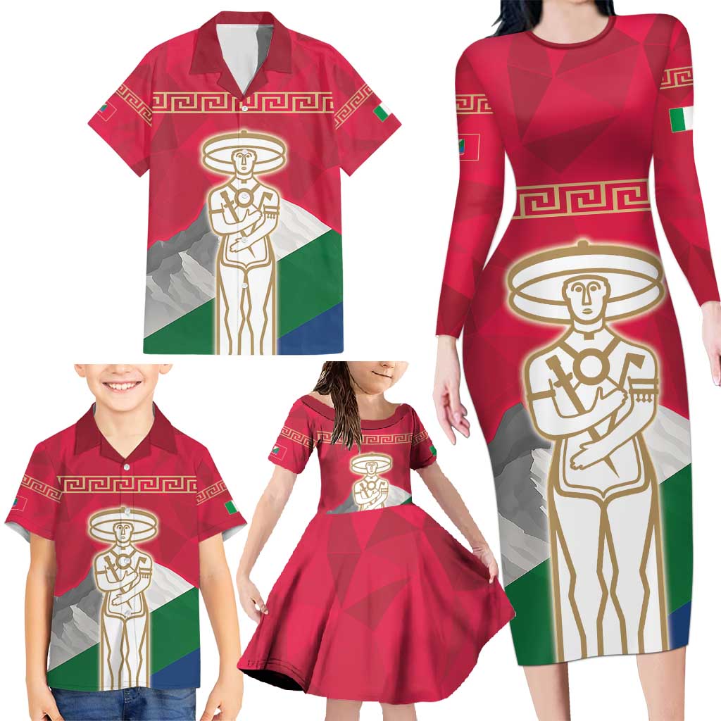 Italy Abruzzo Family Matching Long Sleeve Bodycon Dress and Hawaiian Shirt Emblem With Flag Style LT19