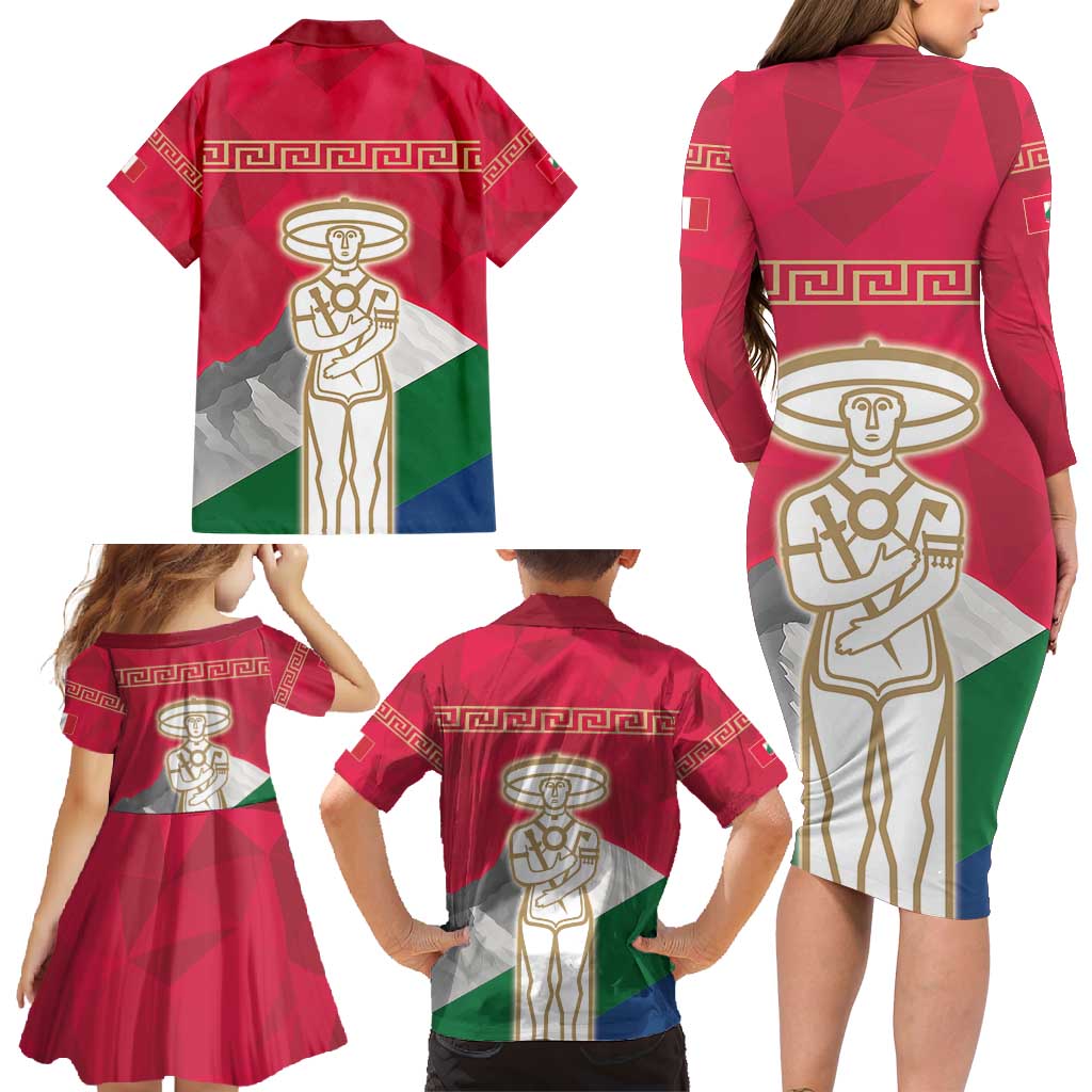 Italy Abruzzo Family Matching Long Sleeve Bodycon Dress and Hawaiian Shirt Emblem With Flag Style LT19