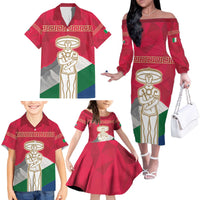 Italy Abruzzo Family Matching Off The Shoulder Long Sleeve Dress and Hawaiian Shirt Emblem With Flag Style LT19
