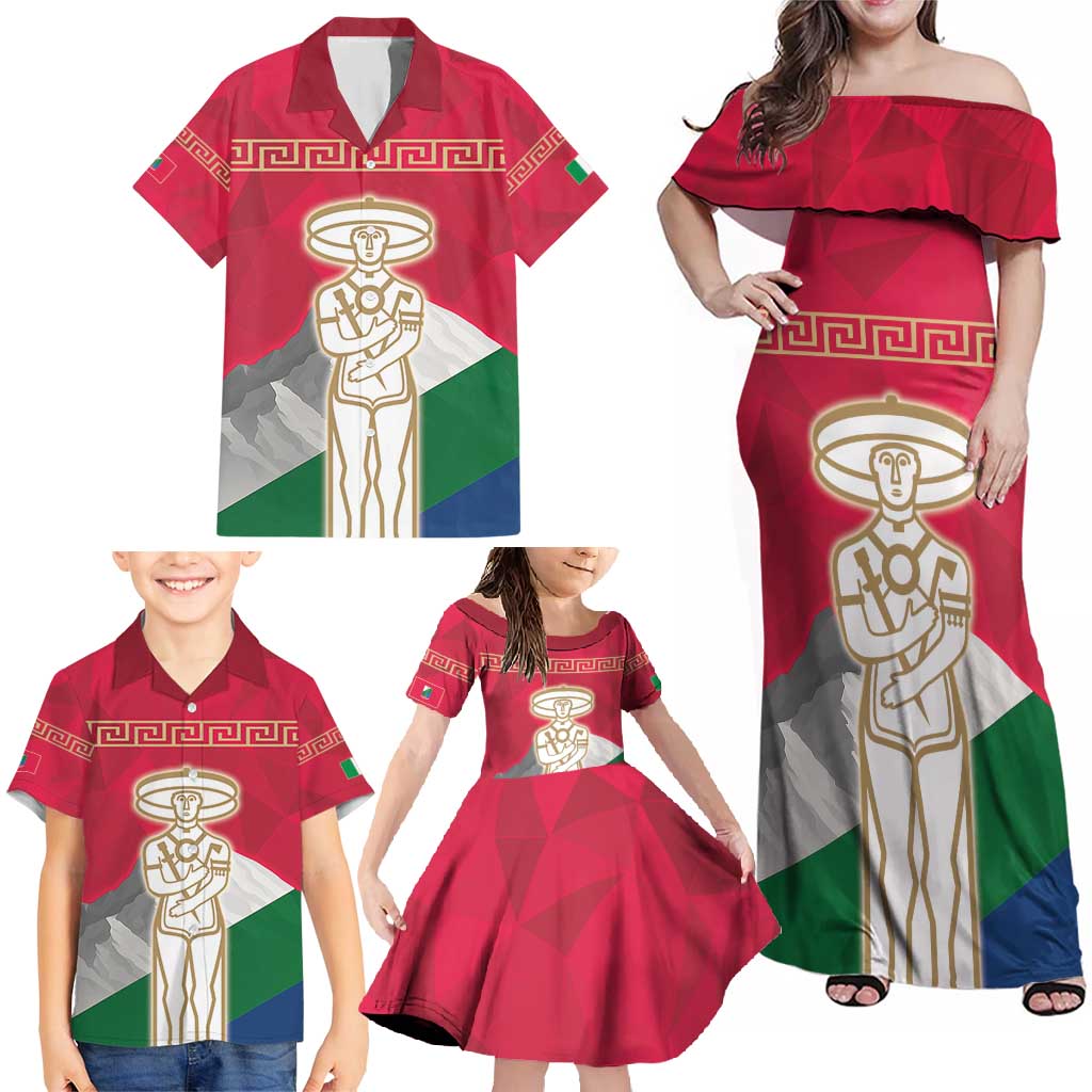 Italy Abruzzo Family Matching Off Shoulder Maxi Dress and Hawaiian Shirt Emblem With Flag Style LT19