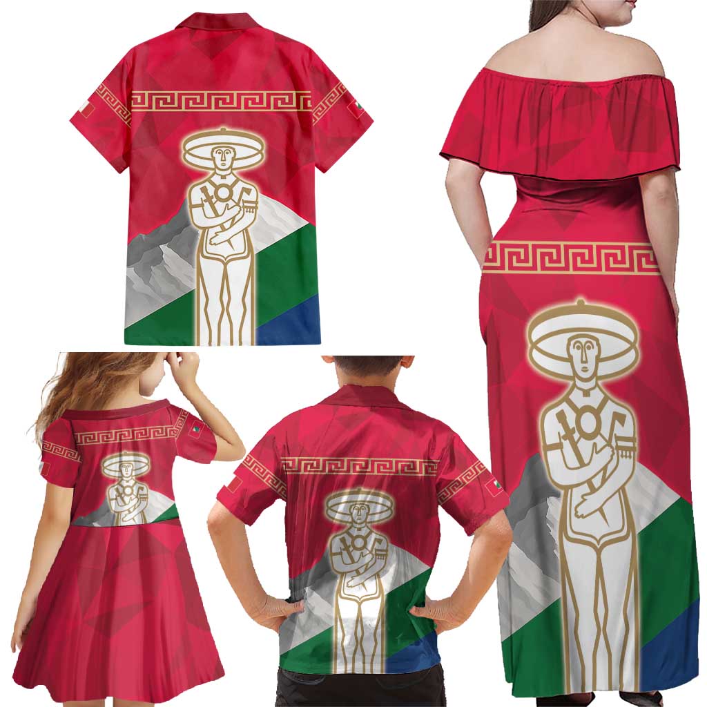 Italy Abruzzo Family Matching Off Shoulder Maxi Dress and Hawaiian Shirt Emblem With Flag Style LT19