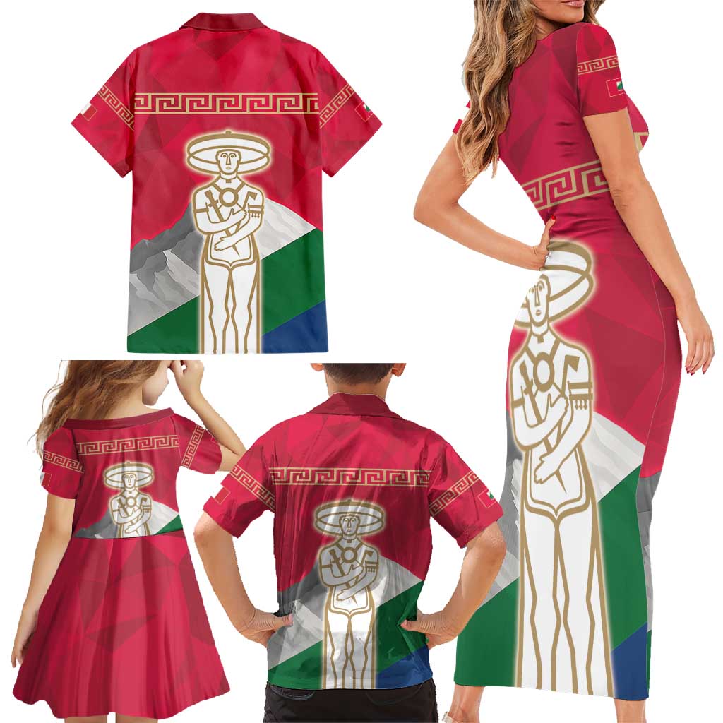 Italy Abruzzo Family Matching Short Sleeve Bodycon Dress and Hawaiian Shirt Emblem With Flag Style LT19