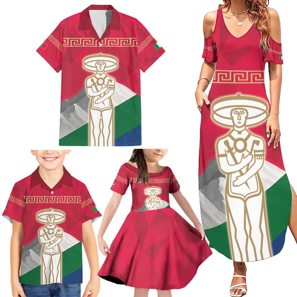 Italy Abruzzo Family Matching Summer Maxi Dress and Hawaiian Shirt Emblem With Flag Style LT19