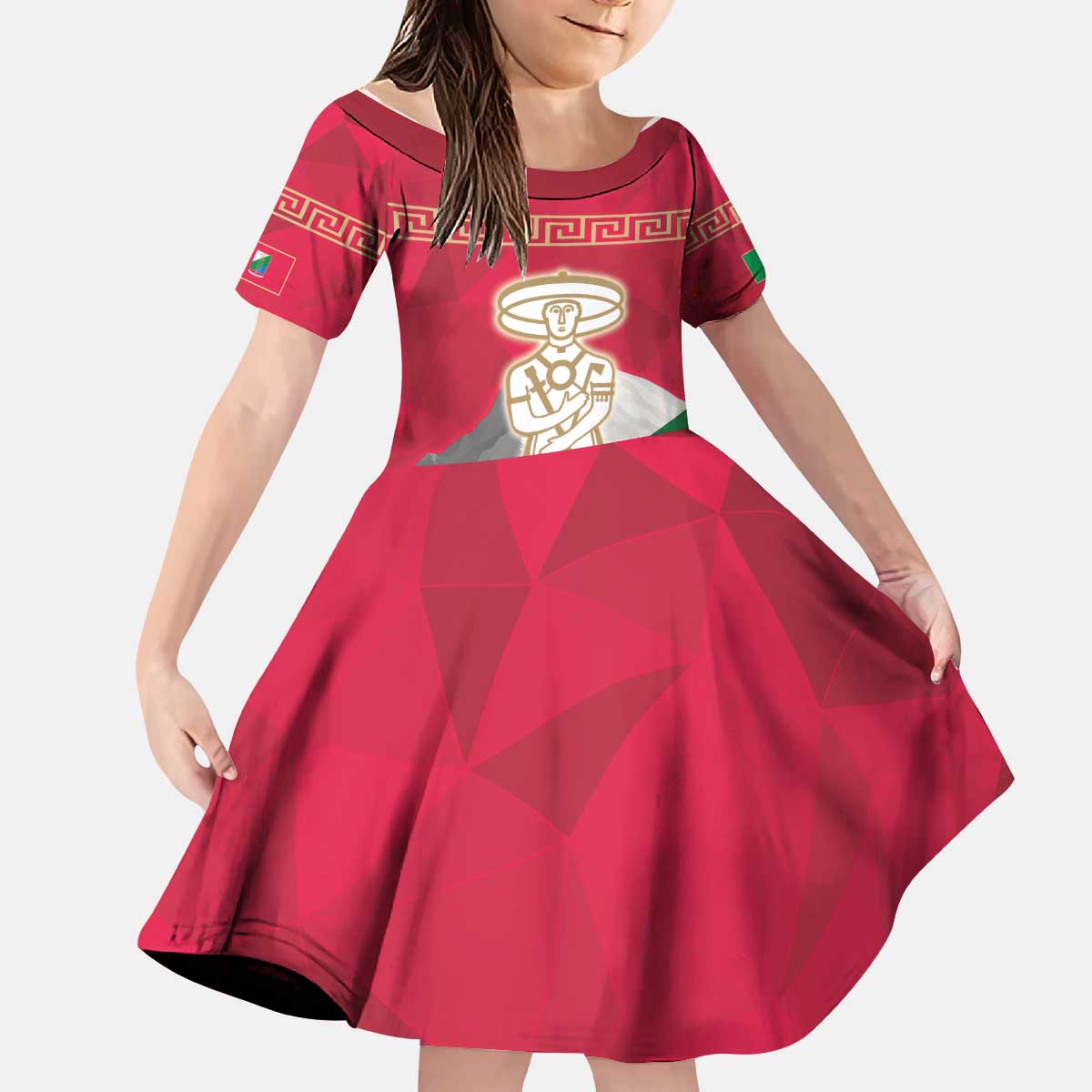 Italy Abruzzo Kid Short Sleeve Dress Emblem With Flag Style LT19