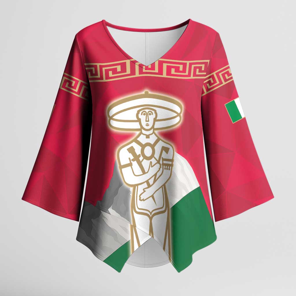 Italy Abruzzo Kimono Sleeve Blouse Emblem With Flag Style - Wonder Print Shop