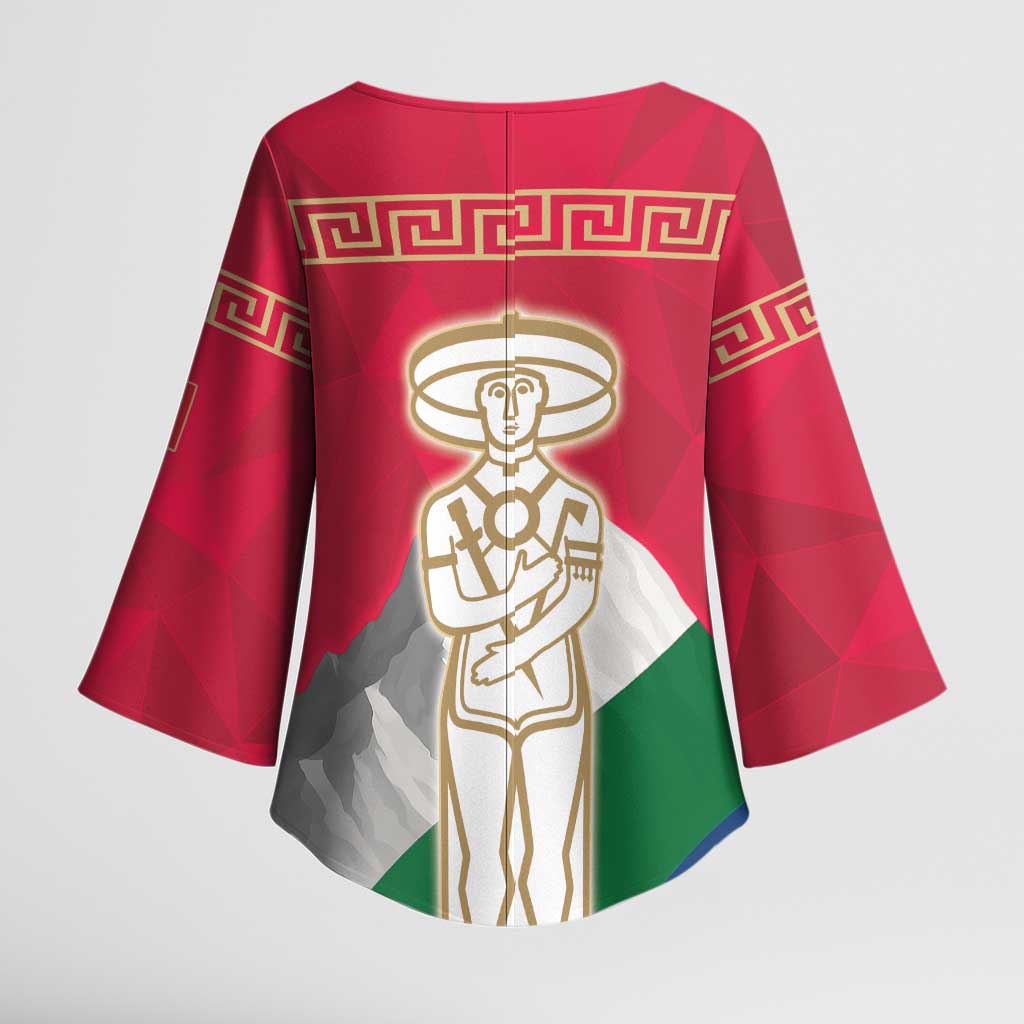 Italy Abruzzo Kimono Sleeve Blouse Emblem With Flag Style - Wonder Print Shop