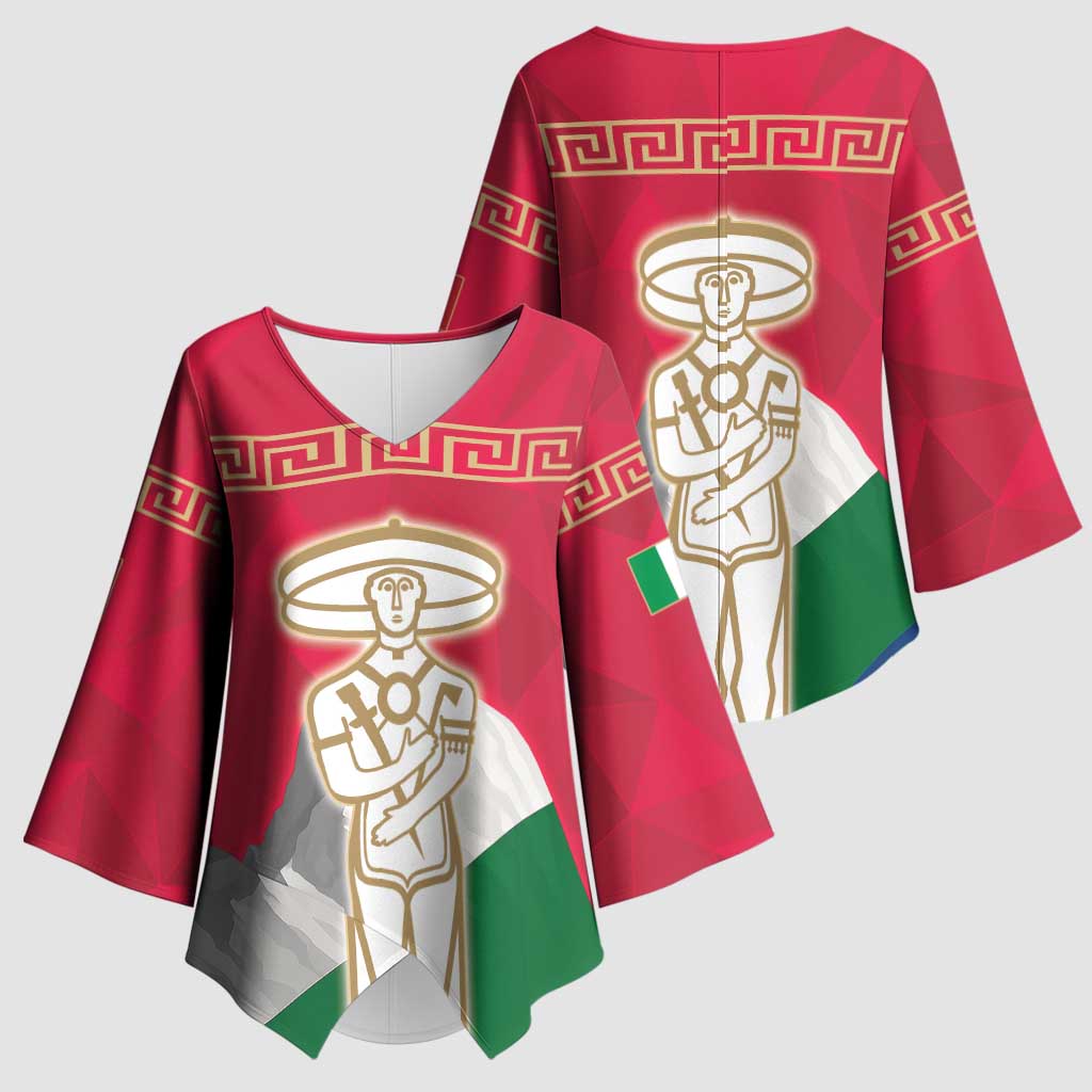 Italy Abruzzo Kimono Sleeve Blouse Emblem With Flag Style - Wonder Print Shop