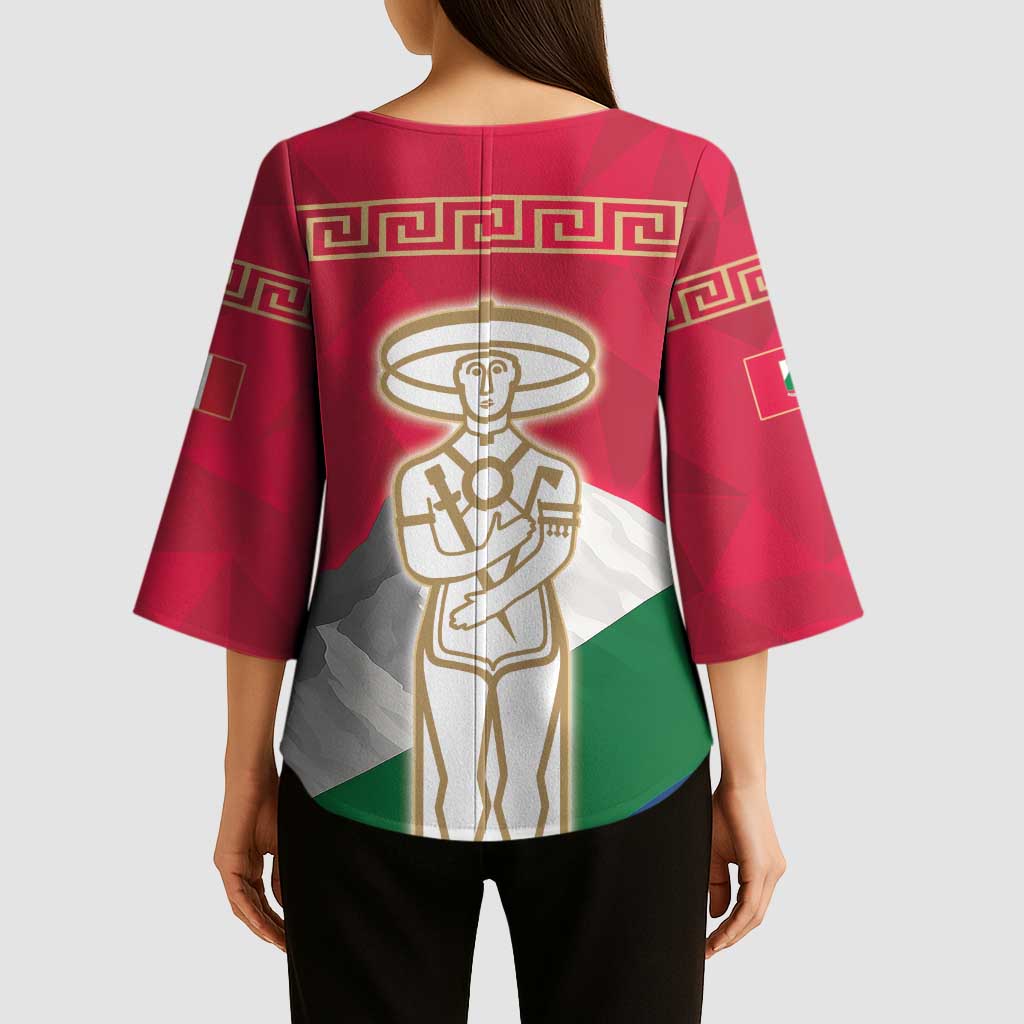 Italy Abruzzo Kimono Sleeve Blouse Emblem With Flag Style - Wonder Print Shop