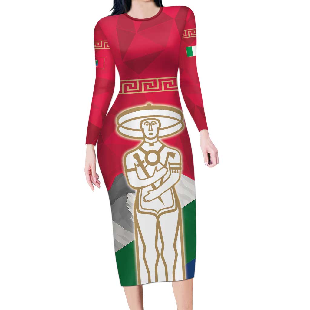 Italy Abruzzo Long Sleeve Bodycon Dress Emblem With Flag Style LT19