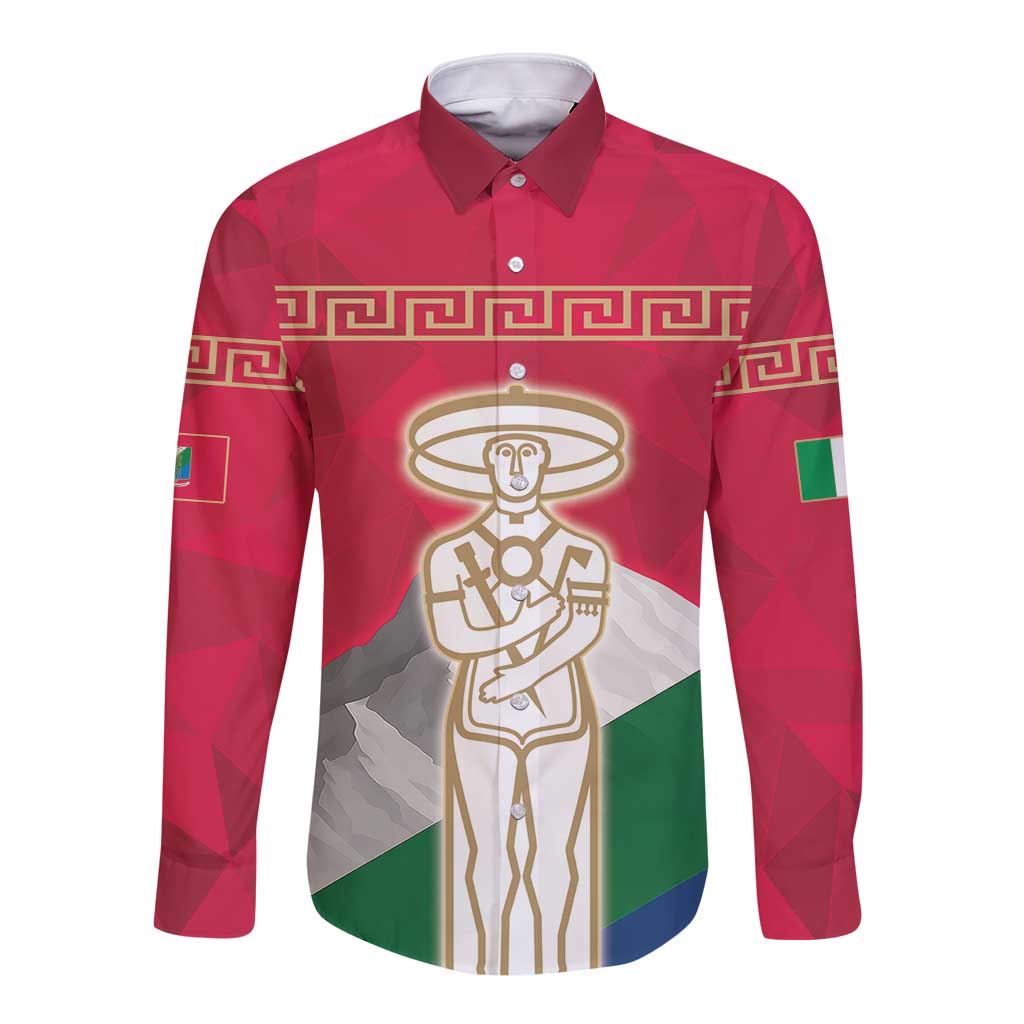 Italy Abruzzo Long Sleeve Button Shirt Emblem With Flag Style LT19