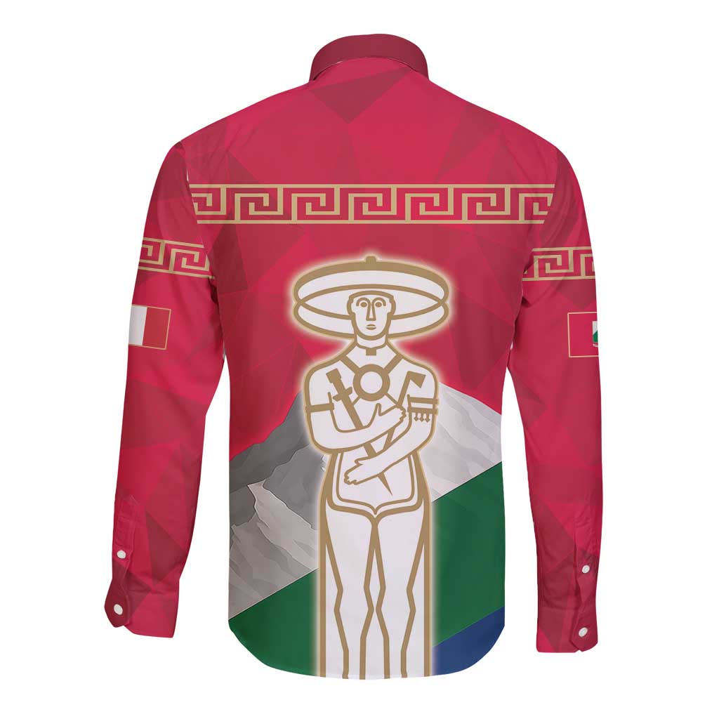 Italy Abruzzo Long Sleeve Button Shirt Emblem With Flag Style LT19