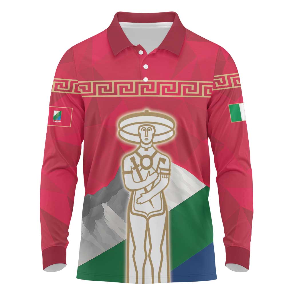 Italy Abruzzo Long Sleeve Polo Shirt Emblem With Flag Style LT19