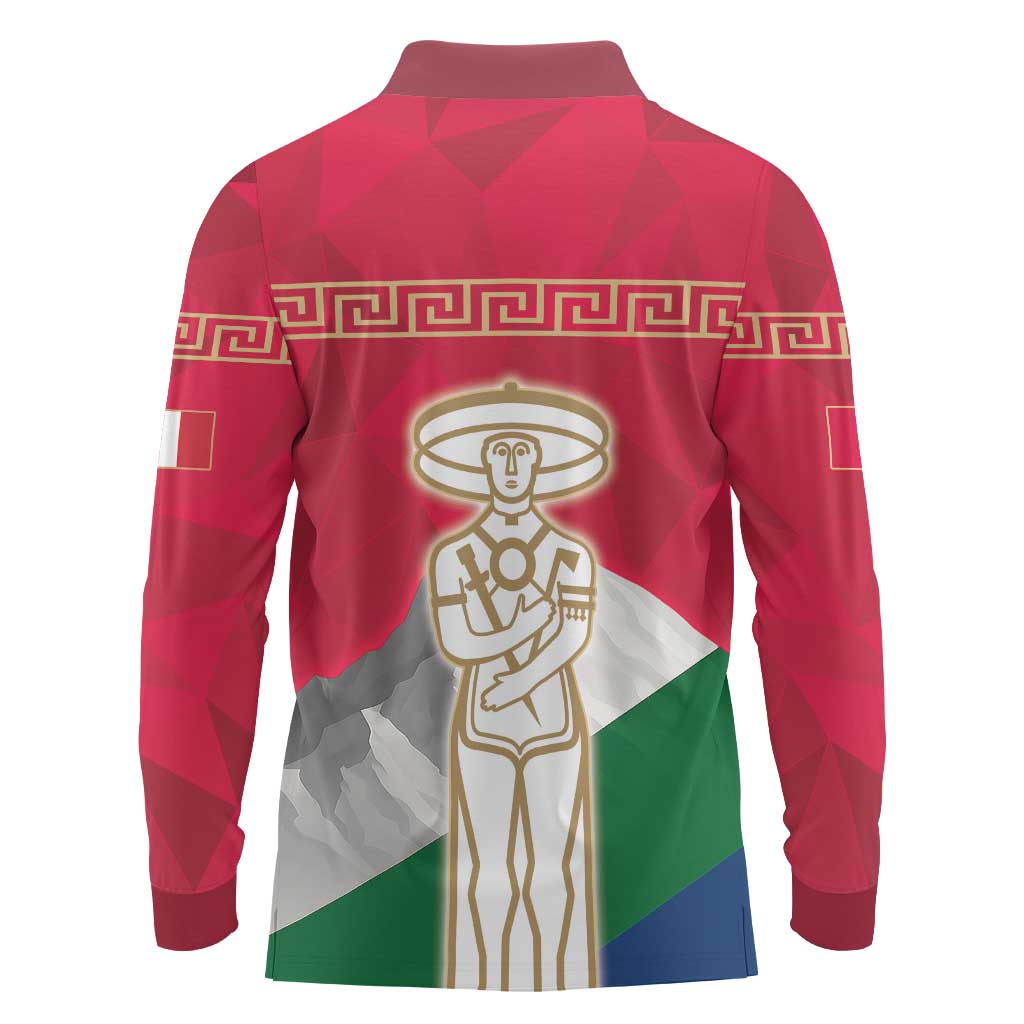 Italy Abruzzo Long Sleeve Polo Shirt Emblem With Flag Style LT19