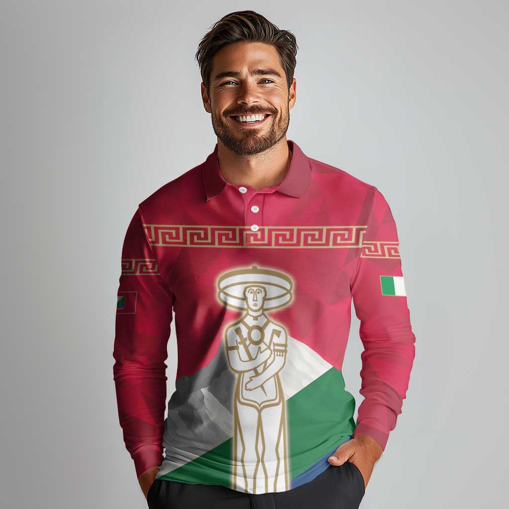 Italy Abruzzo Long Sleeve Polo Shirt Emblem With Flag Style LT19