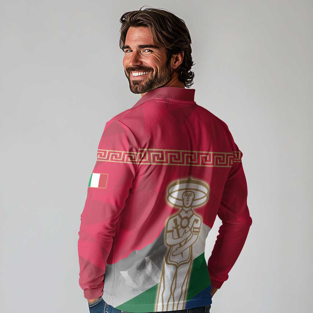 Italy Abruzzo Long Sleeve Polo Shirt Emblem With Flag Style LT19