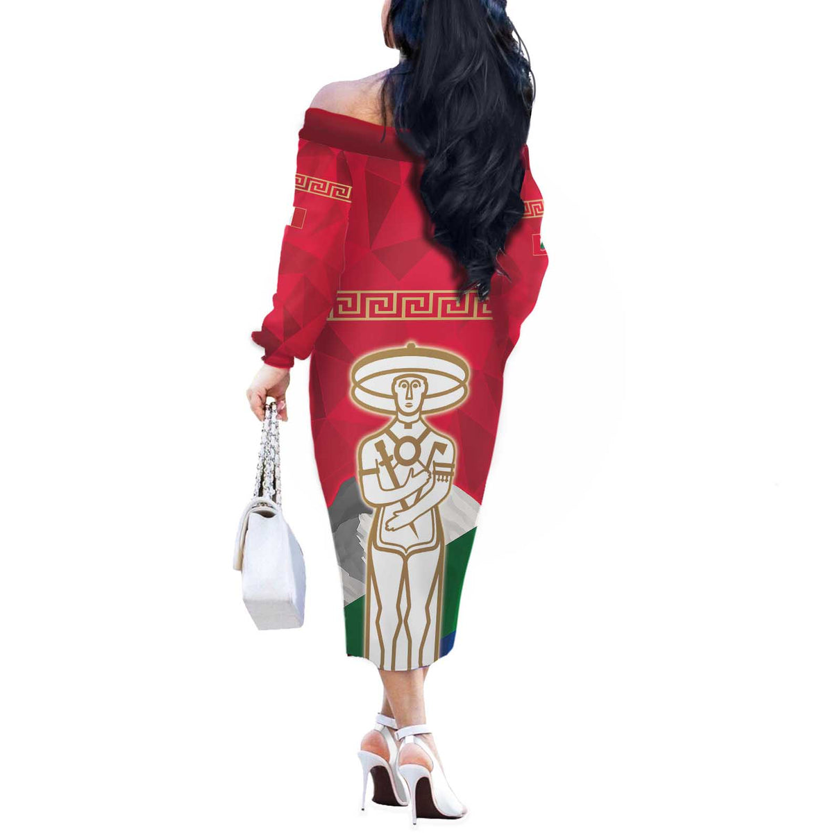Italy Abruzzo Off The Shoulder Long Sleeve Dress Emblem With Flag Style LT19