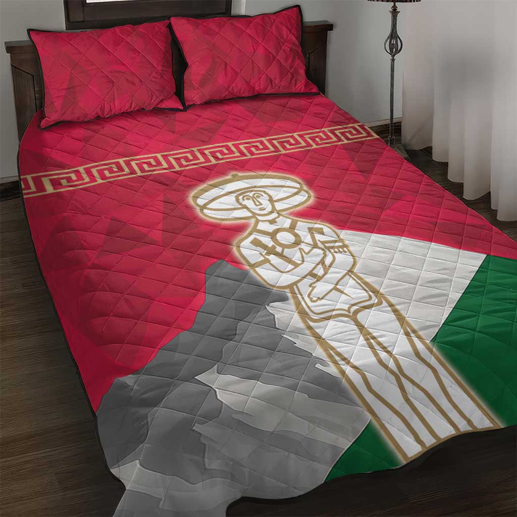 Italy Abruzzo Quilt Bed Set Emblem With Flag Style - Wonder Print Shop