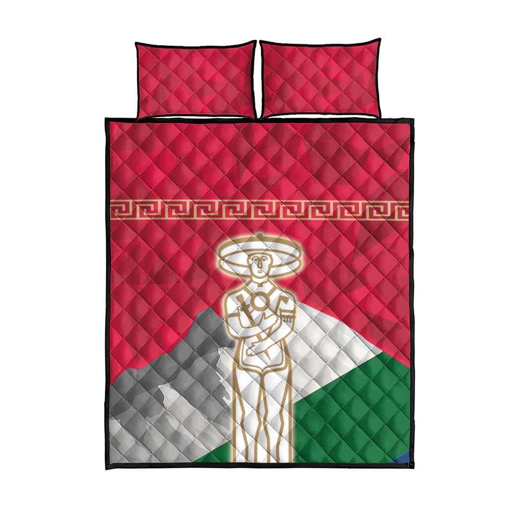 Italy Abruzzo Quilt Bed Set Emblem With Flag Style - Wonder Print Shop