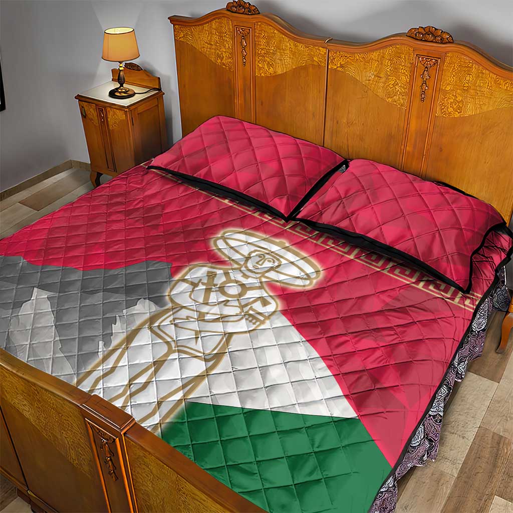 Italy Abruzzo Quilt Bed Set Emblem With Flag Style - Wonder Print Shop