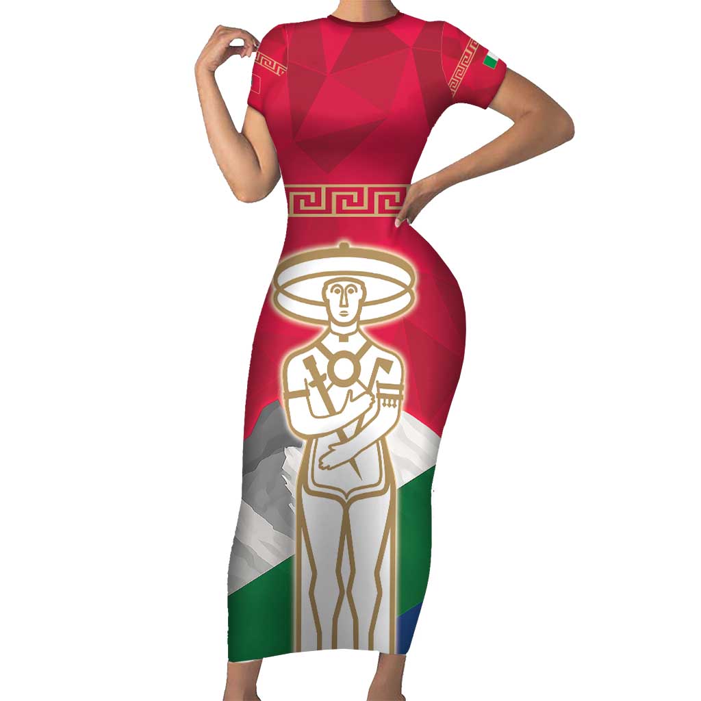 Italy Abruzzo Short Sleeve Bodycon Dress Emblem With Flag Style LT19