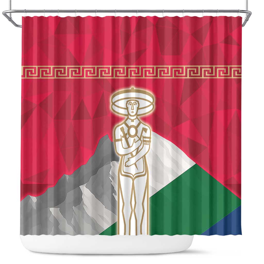 Italy Abruzzo Shower Curtain Emblem With Flag Style - Wonder Print Shop