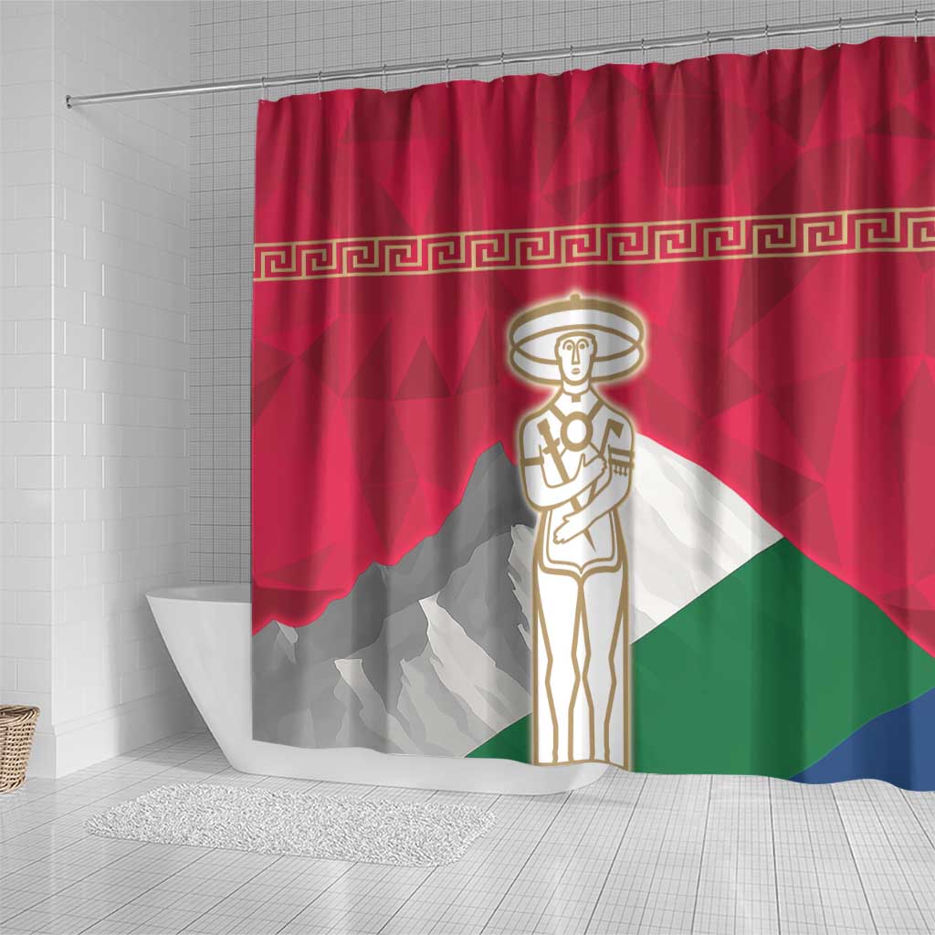 Italy Abruzzo Shower Curtain Emblem With Flag Style - Wonder Print Shop