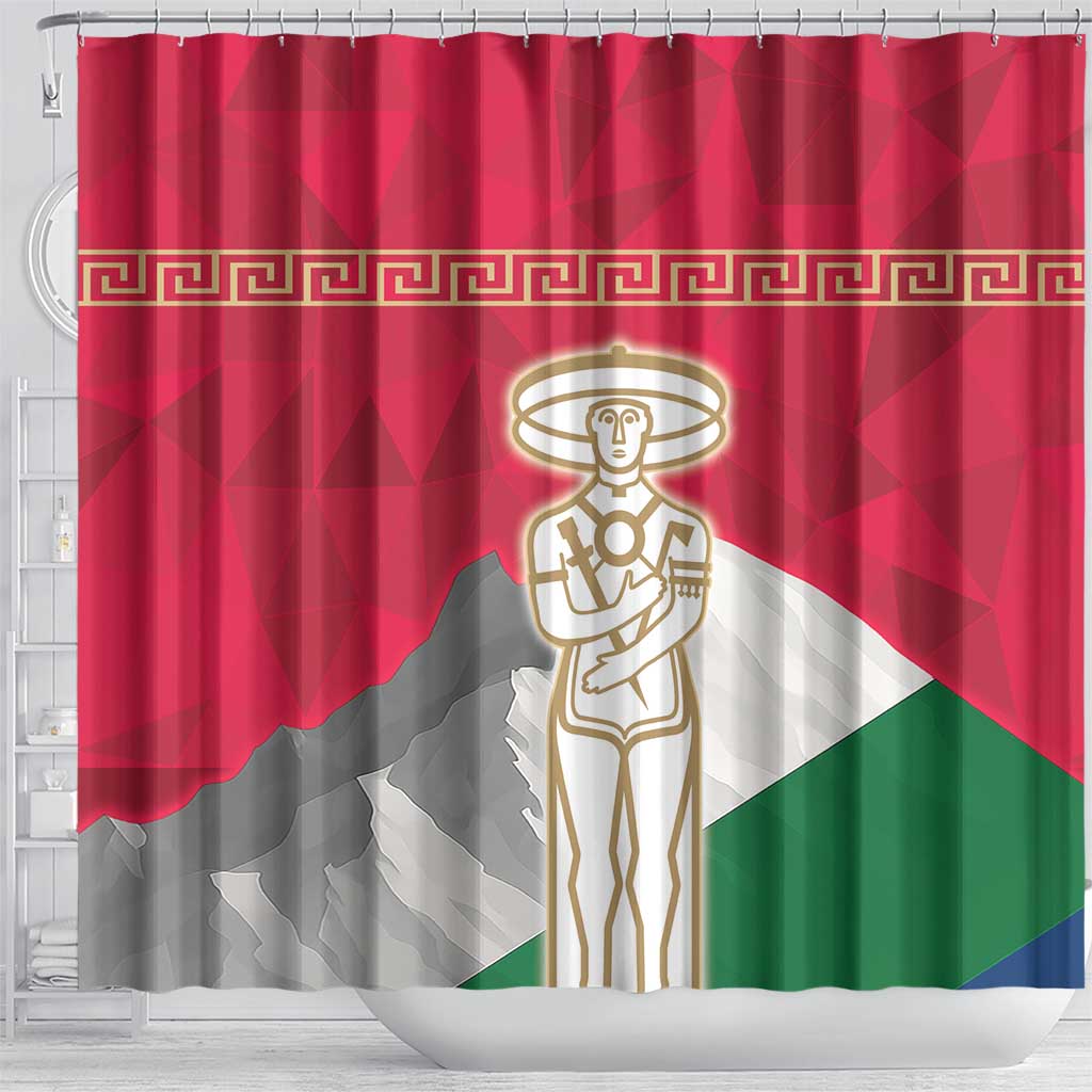 Italy Abruzzo Shower Curtain Emblem With Flag Style - Wonder Print Shop