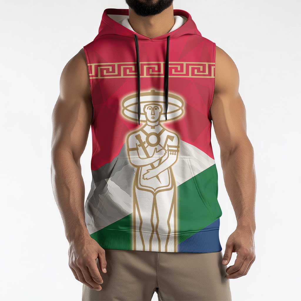 Italy Abruzzo Sleeveless Hoodie Emblem With Flag Style - Wonder Print Shop