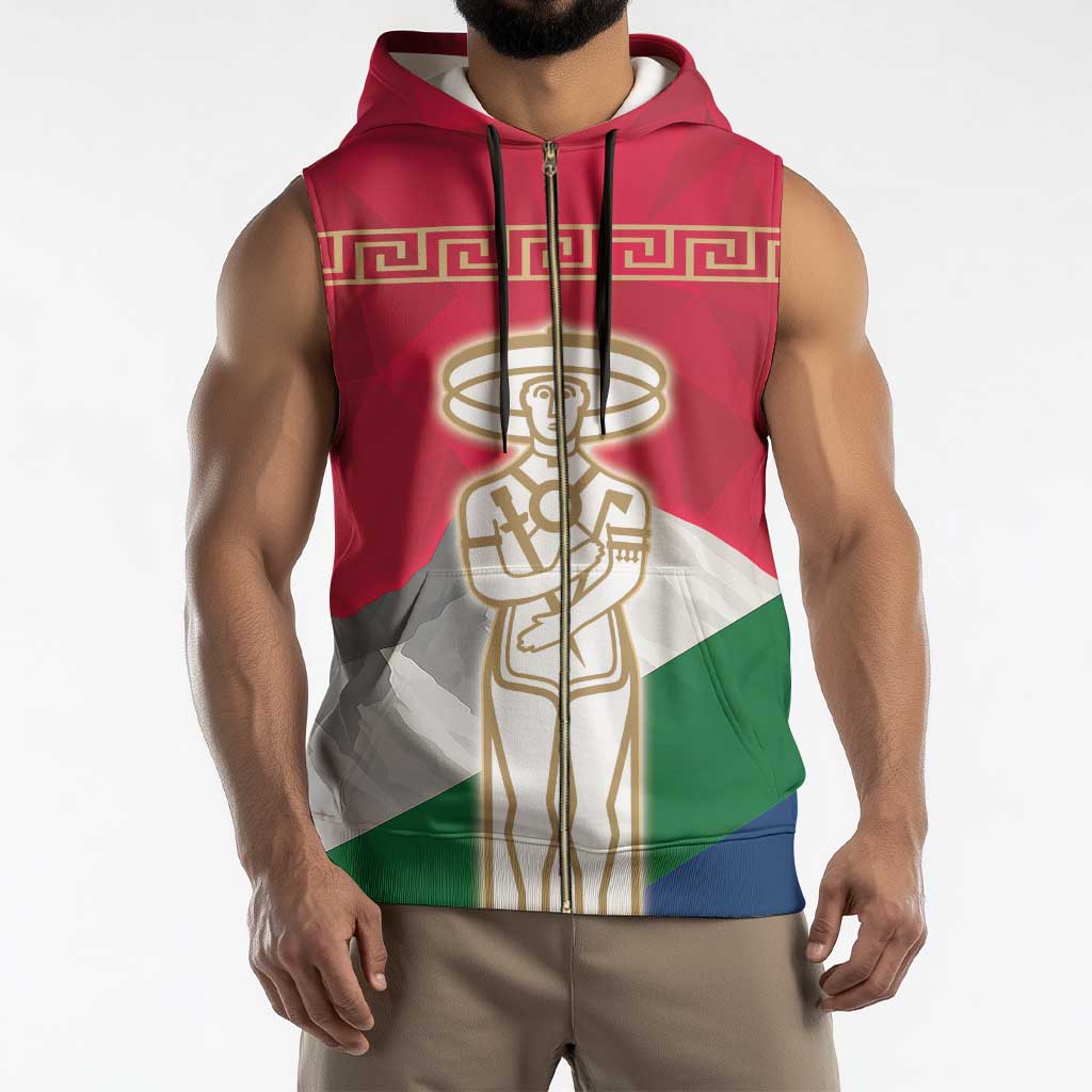 Italy Abruzzo Sleeveless Zip Hoodie Emblem With Flag Style - Wonder Print Shop