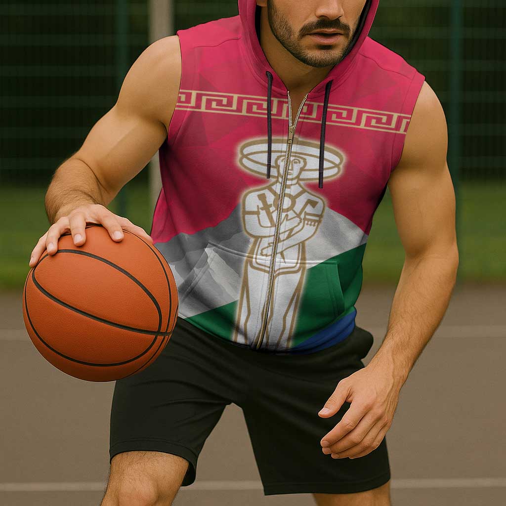 Italy Abruzzo Sleeveless Zip Hoodie Emblem With Flag Style - Wonder Print Shop