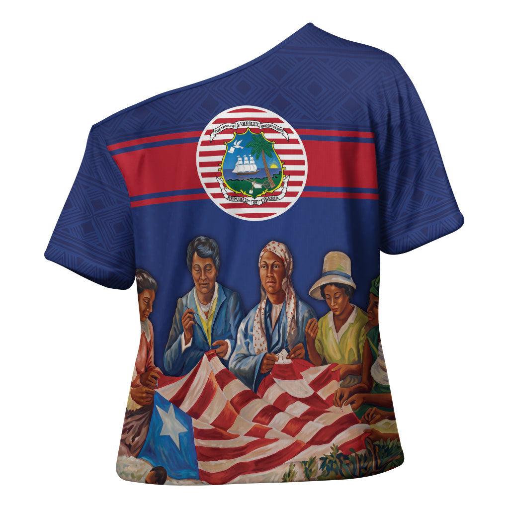 Liberia Flag Day Cross Shoulder Shirt Lone Star Heritage Pride