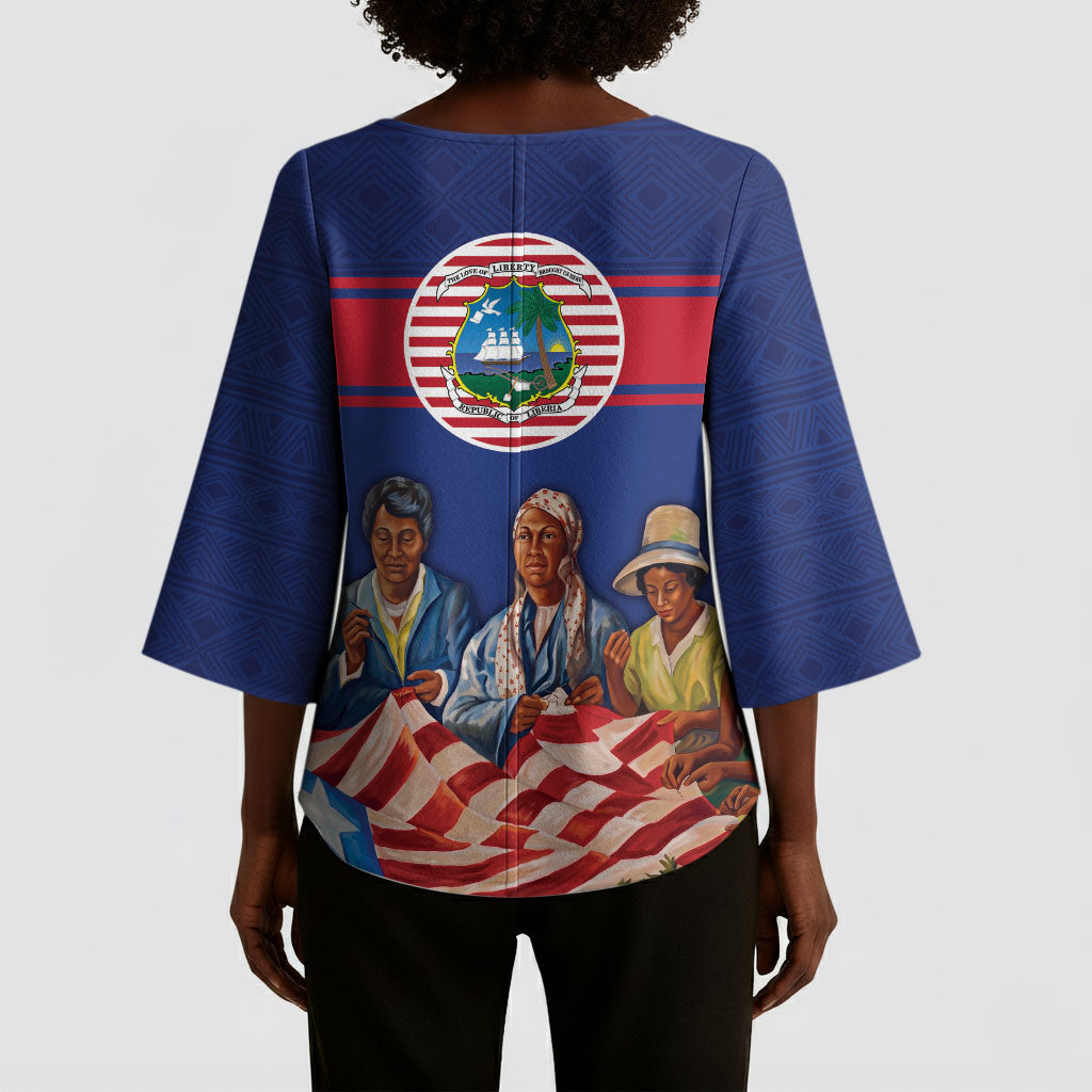 Liberia Flag Day Kimono Sleeve Blouse Lone Star Heritage Pride