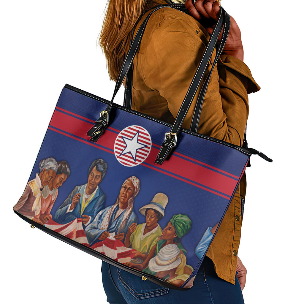 Liberia Flag Day Leather Tote Bag Lone Star Heritage Pride
