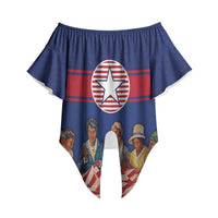 Liberia Flag Day Off Shoulder Wrap Waist Top Lone Star Heritage Pride