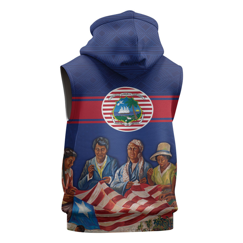 Liberia Flag Day Sleeveless Zip Hoodie Lone Star Heritage Pride