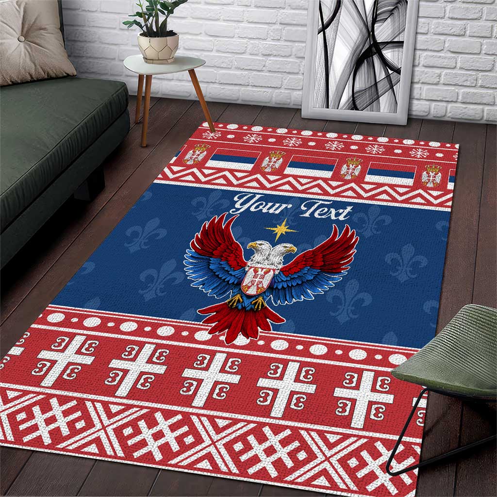 Personalized Serbia Christmas Eagle Area Rug Srecan Bozic Tee - Wonder Print Shop