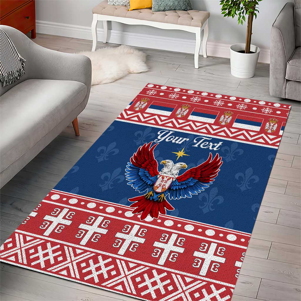 Personalized Serbia Christmas Eagle Area Rug Srecan Bozic Tee - Wonder Print Shop
