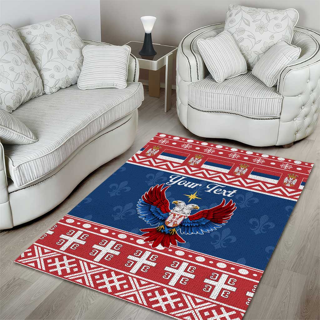 Personalized Serbia Christmas Eagle Area Rug Srecan Bozic Tee - Wonder Print Shop
