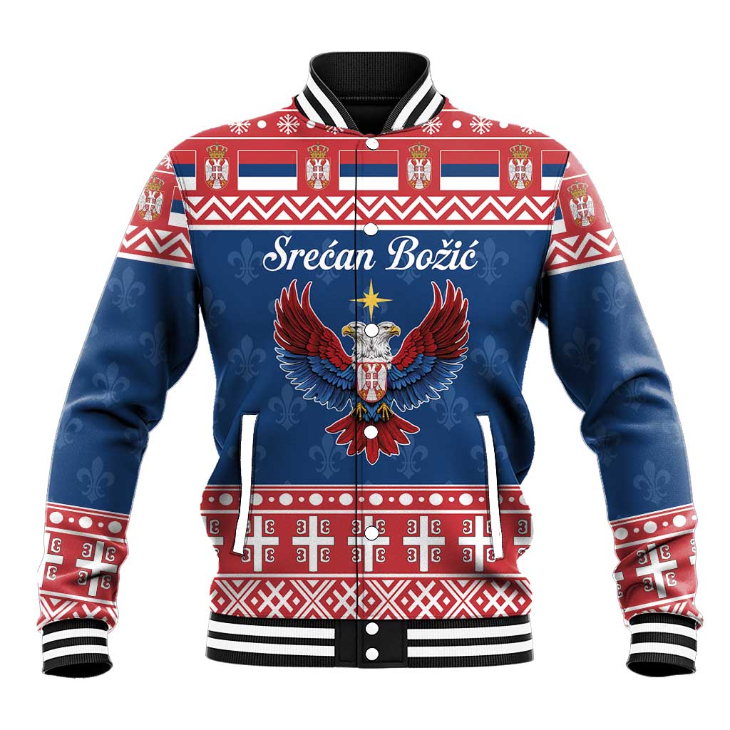 Personalized Serbia Christmas Eagle Baseball Jacket Srecan Bozic Tee - Wonder Print Shop