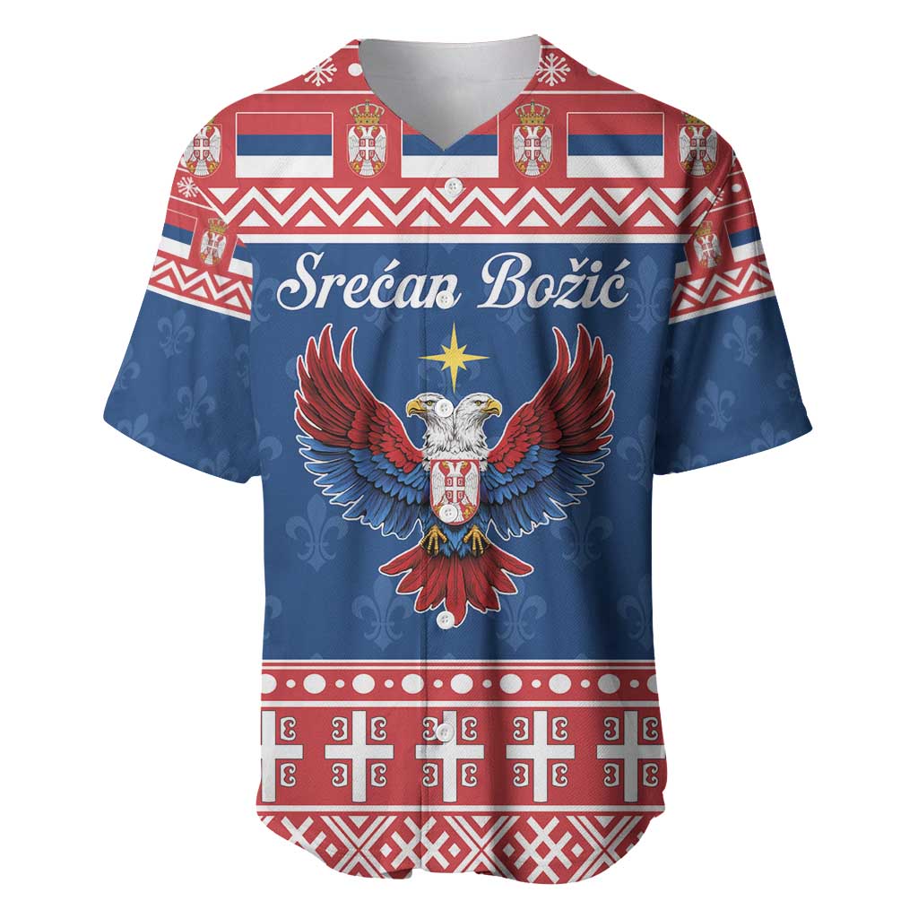 Personalized Serbia Christmas Eagle Baseball Jersey Srecan Bozic Tee - Wonder Print Shop